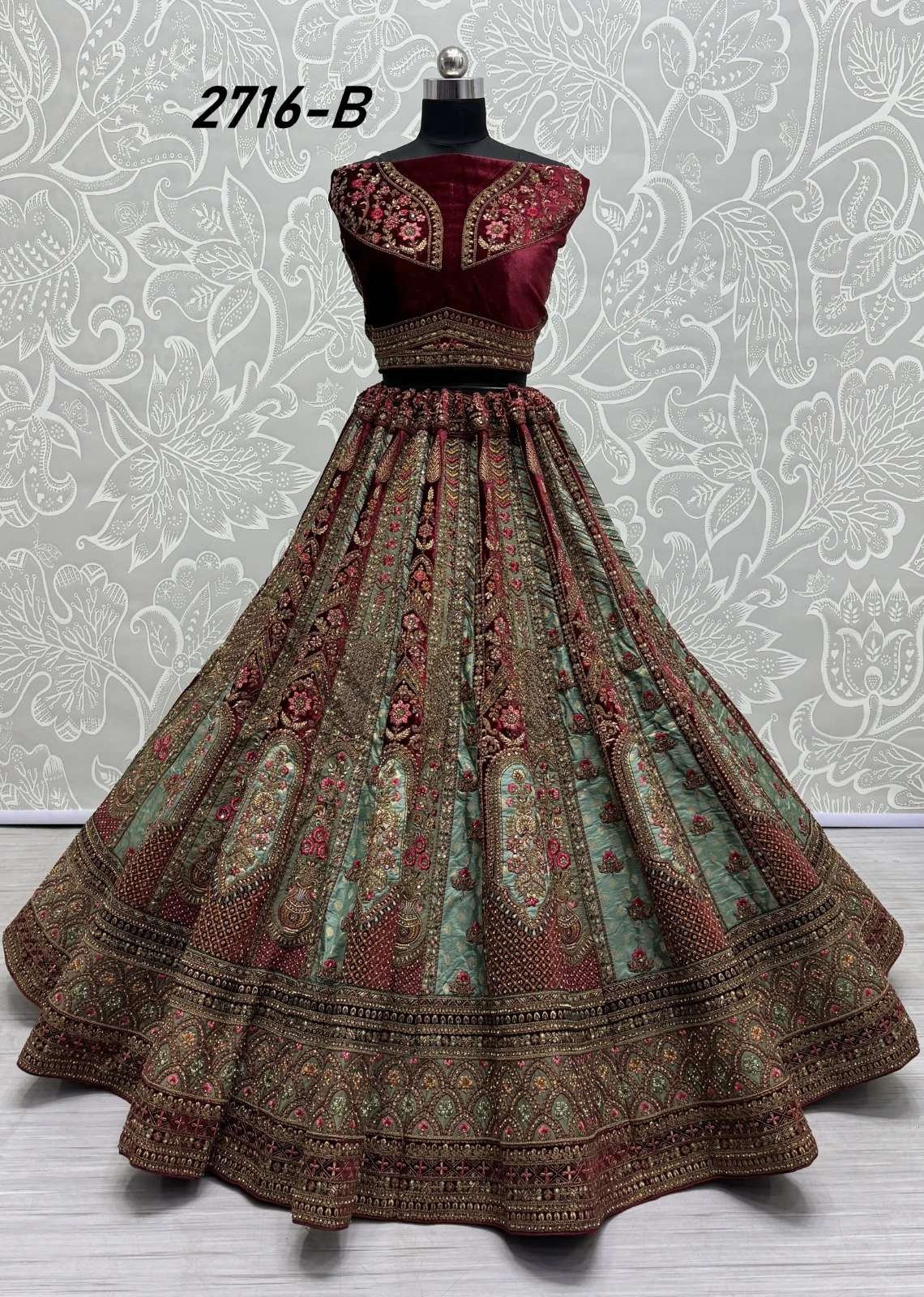 Anjani Art 2716A To 2716C Velvet Wholesale Lehenga Catalog — Wholesale Lehenga, MPA wholesale from Surat — view 9